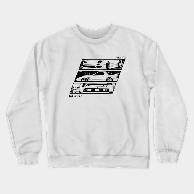 MAZDA RX-7 FC Black 'N White Archive 2 Crewneck Sweatshirt by Cero